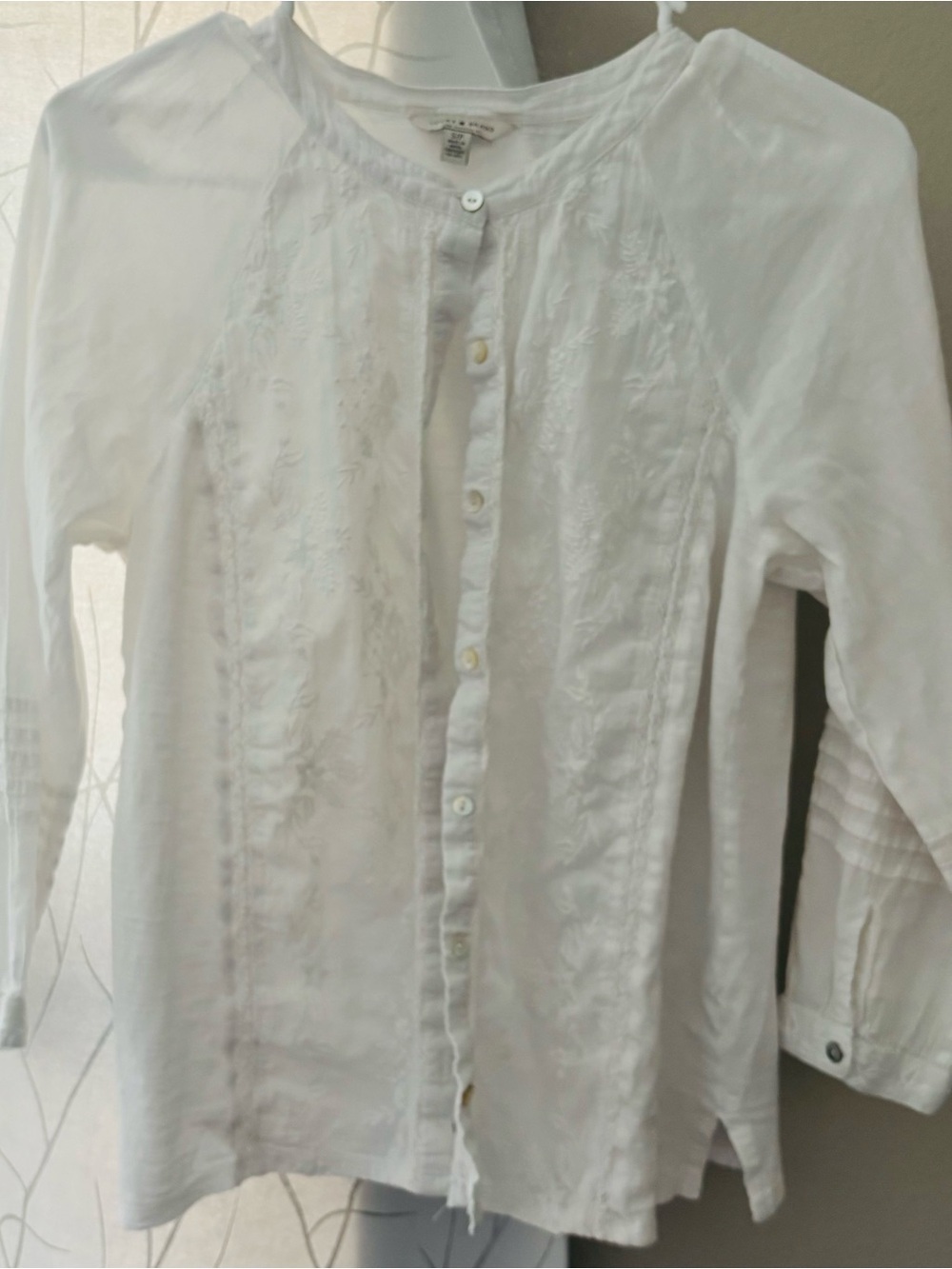 Lucky Brand White Embroidered Button-Front  Shirt